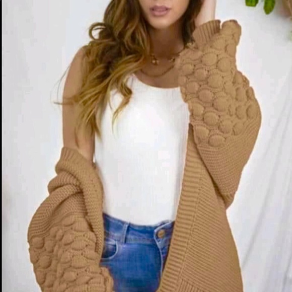 Chunky Knit Bobble Cardigan Sweater - Picture 10 of 11